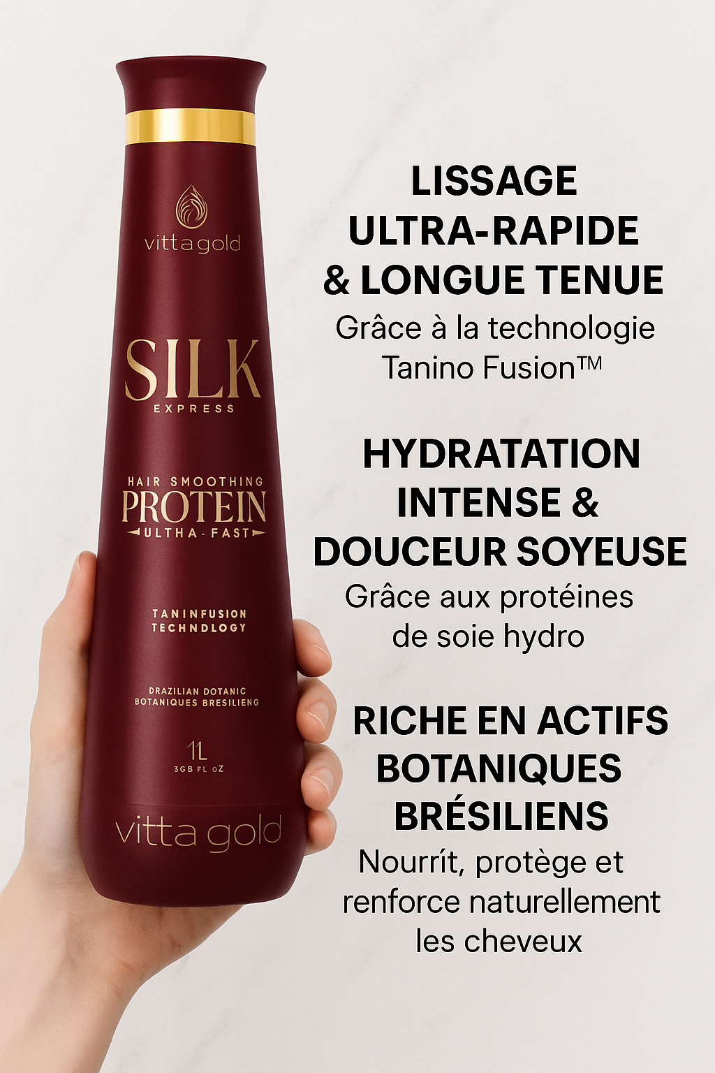 VittaGold Silk Express™ – Lissage Taninoplastia Ultra‑Rapide 1L