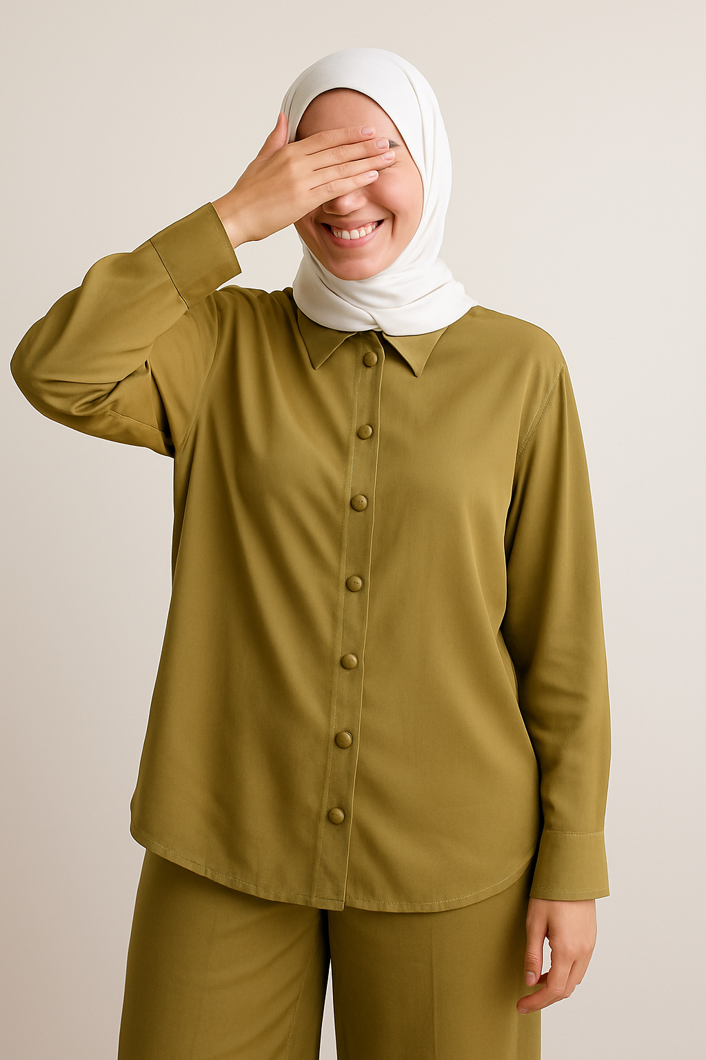 Ensemble Deux Pièces Satiné – Vert Olive Classy & Confort 🫒