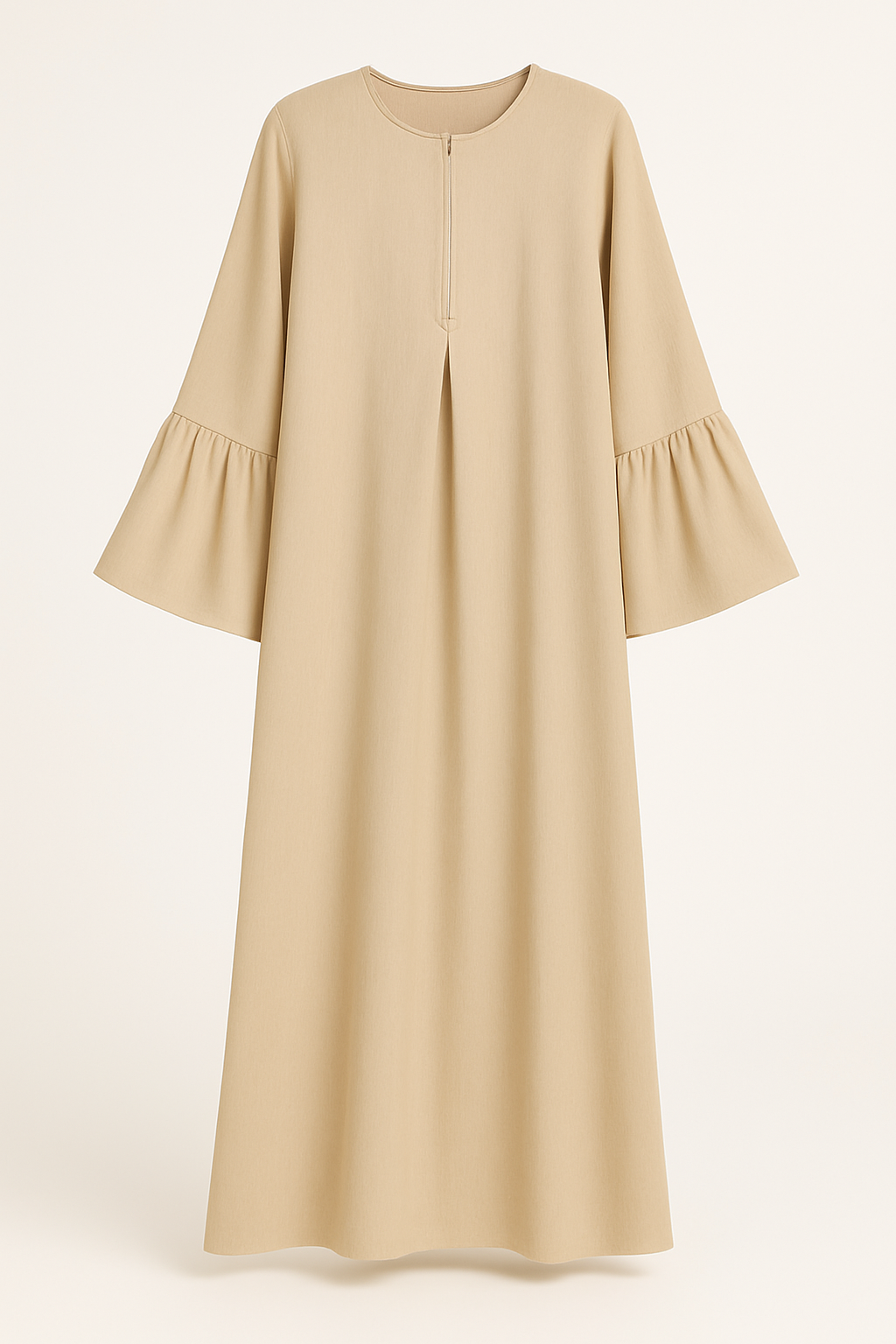 Abaya Beige Élégante – Manches Froufrou Volants