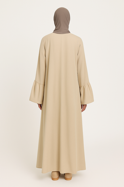 Abaya Beige Élégante – Manches Froufrou Volants