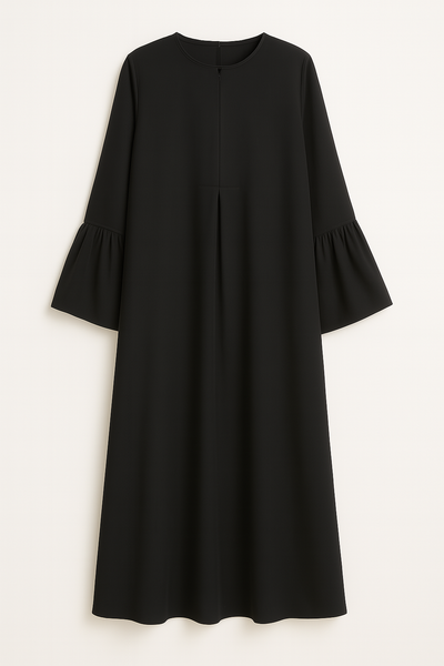 Abaya Noire Élégante – Manches Froufrou Volants